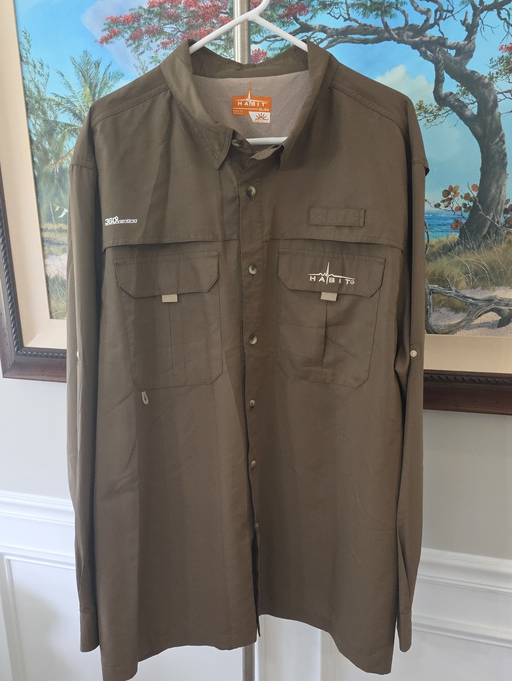 Habitat Men's Olive Brown Long-Sleeve Button Shirt